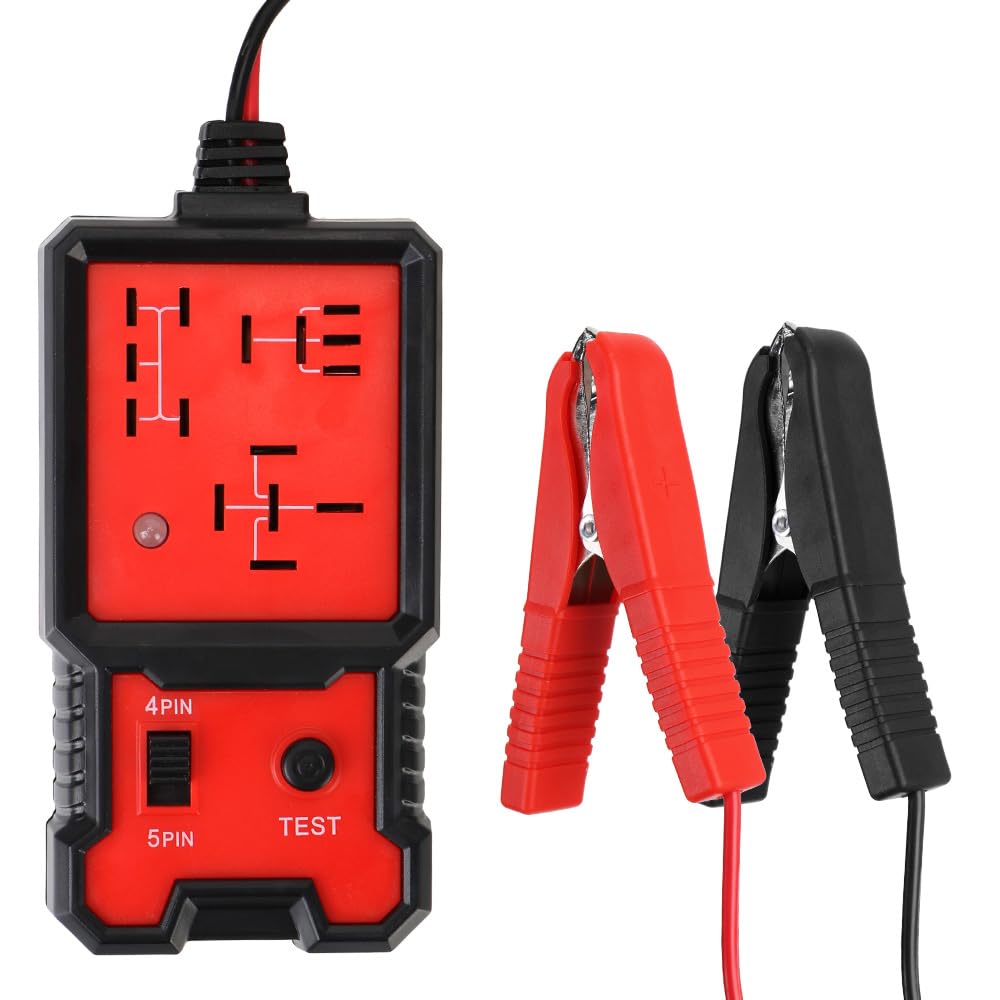 Greluma 1 Pièce Testeur de relais de voiture,vérificateur de relais électronique 12 V,testeur de batterie de voiture avec clips pour réparation automatique,outil de diagnostic de relais de voiture