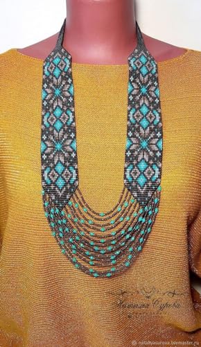 Gerdan en perles de rocaille collier traditionnel ukrainien multicolore fait main - 2