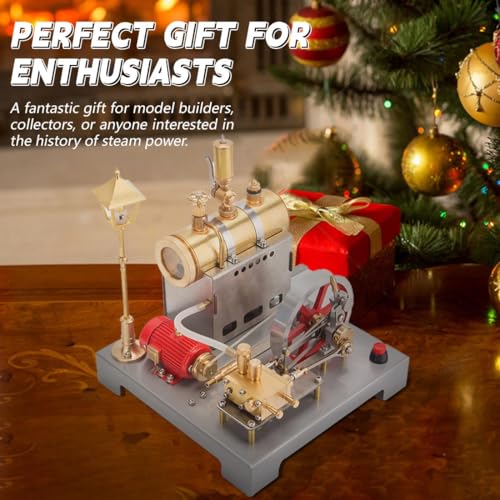 Image of Steam Engine Model That Works with Generator and Street Lamp Kit, SE-02 Full Metal Reversible Horizontal Stationary Steam Engine Model Kit with Centrifugal Regulator (100PCS)