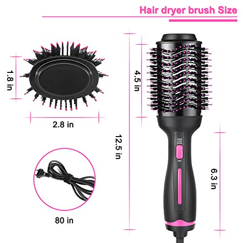 Hair Dryer Brush, Hot Air Brush, Hair Styler for Drying & Straightening & Curling, 3 in 1 Pink Lighter Styler, Hair Dryer & Volumizer - Thumbnail 5