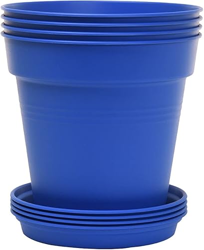 Mintra Home - Paquete de 4 macetas de jardín (color azul, 19 cm7.5 pulgadas de diámetro)