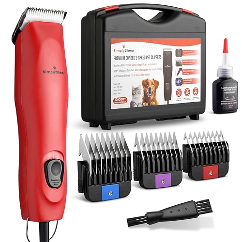 SIMPLYSHEAR Professional Dog Clippers for Grooming | High-Performance 2-Speed Corded Shears for...