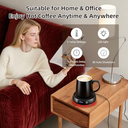Image of Coffee Mug Warmer Set, Smart Heated Tea Coffee Cup Warmer for Desk Office