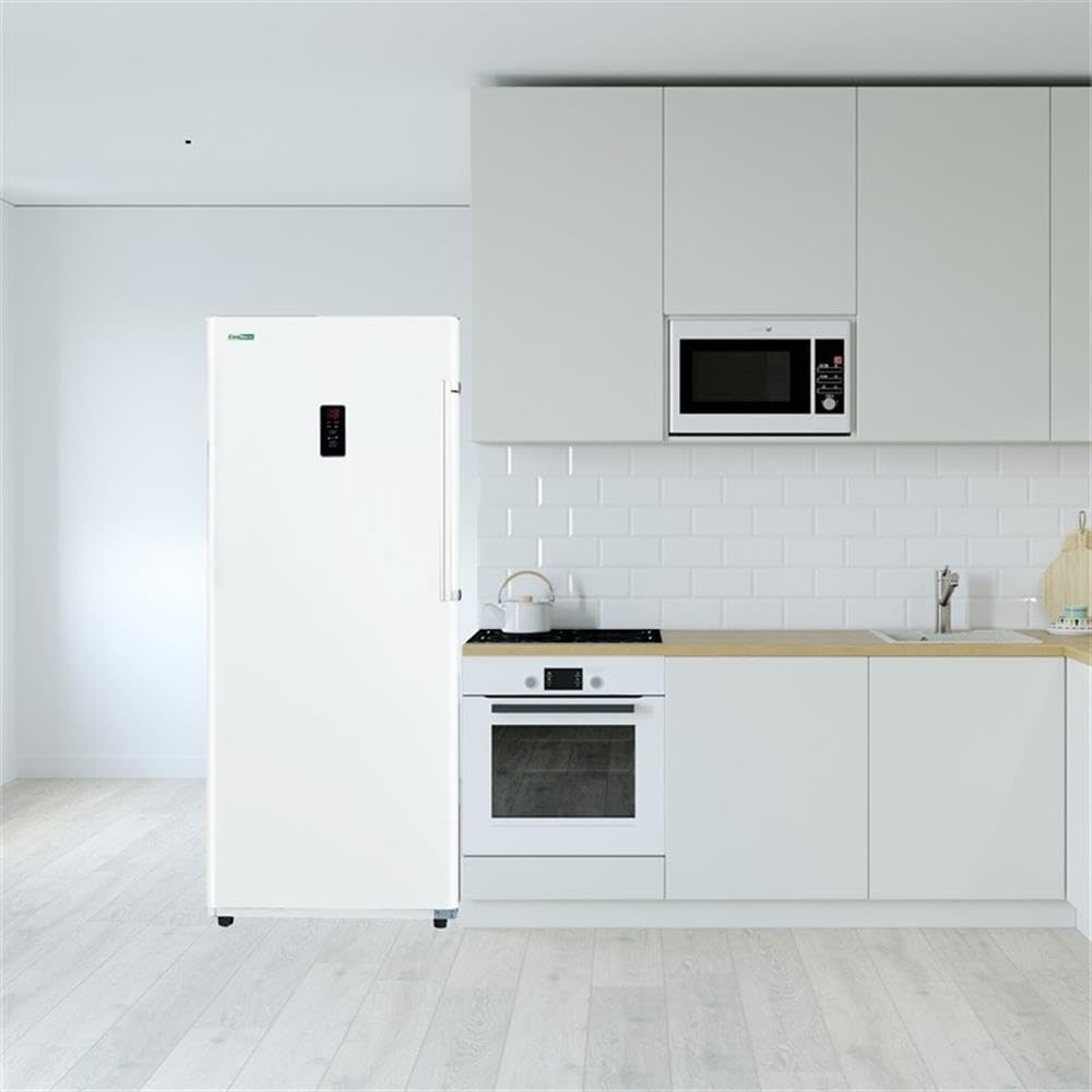 Pemberly Row 14cu Ft Upright Freezer Refrigerator, Stainless Steel, Convertible Design, Frost-Free With Reversible Door, Garage Ready, Adjustable Shelves, Door Alarm, 28" Wide Energy Star Appliance on Fridge.com - View 6