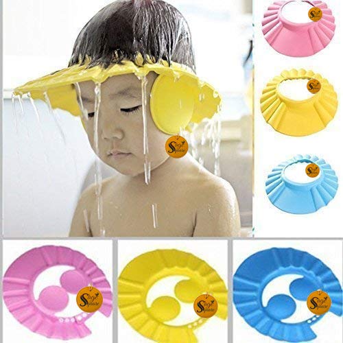 Sage Square Adjustable Ear Protector Design Safe And Soft Bathing Baby Shower Cap (Random)-image-48