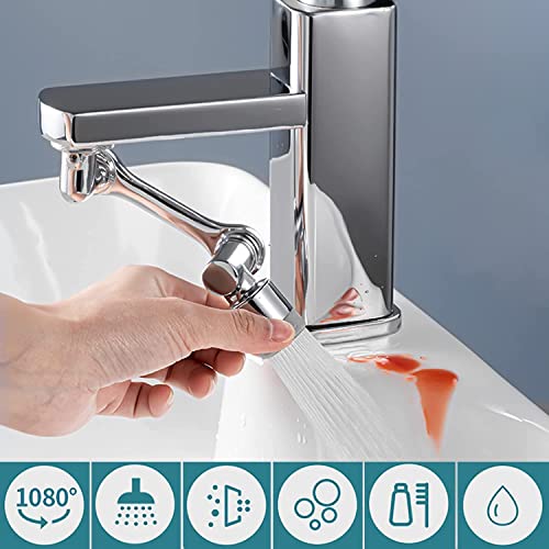 Image of 1080+360 Universal Rotating Faucet Extender, Large-Angle Splash Filter Aerator With 2 Water Outlet Modes, Four Layers of Filtering, Robotic Arm Water Nozzle Adaptor for Kitchen Sink