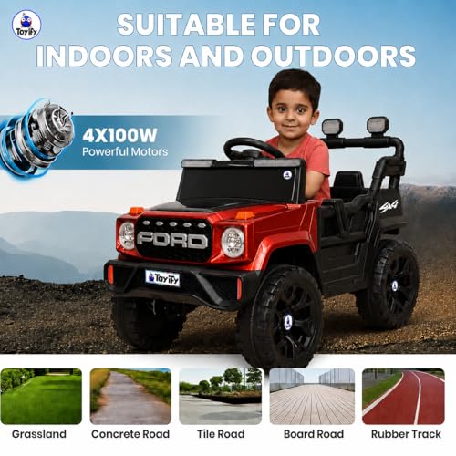 Image of 4x4 Battery Operated Jeep /s for Kids with Parental Control | Baby Ride On Electric Car with RGB Lights, Music & Swing Mode | Rechargeable Battery Car for Kids 2to6 Years