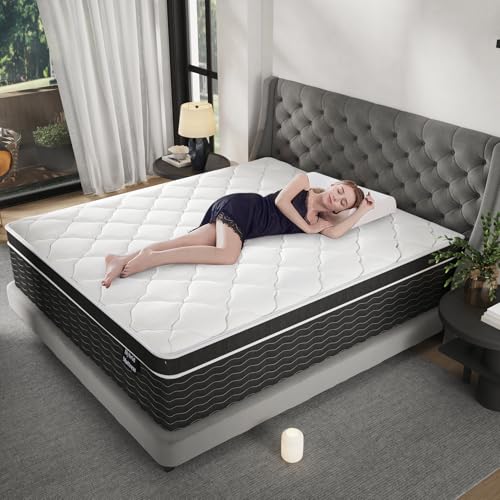 Medium Plush Feel Full Size Mattress 12 Inch, Hybrid Mattress Full Size Bed in a Box, Individual Pocket Springs with Memory Foam, Premier Comfort Sleep, Motion Isolation, CertiPUR-US Certified