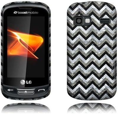 NextKin LG Rumor Reflex LN272 Xpression C395 Reflex S LN272S Hard Plastic Snap On Protective Cover Case - Black White Chevron Zigzag Marble