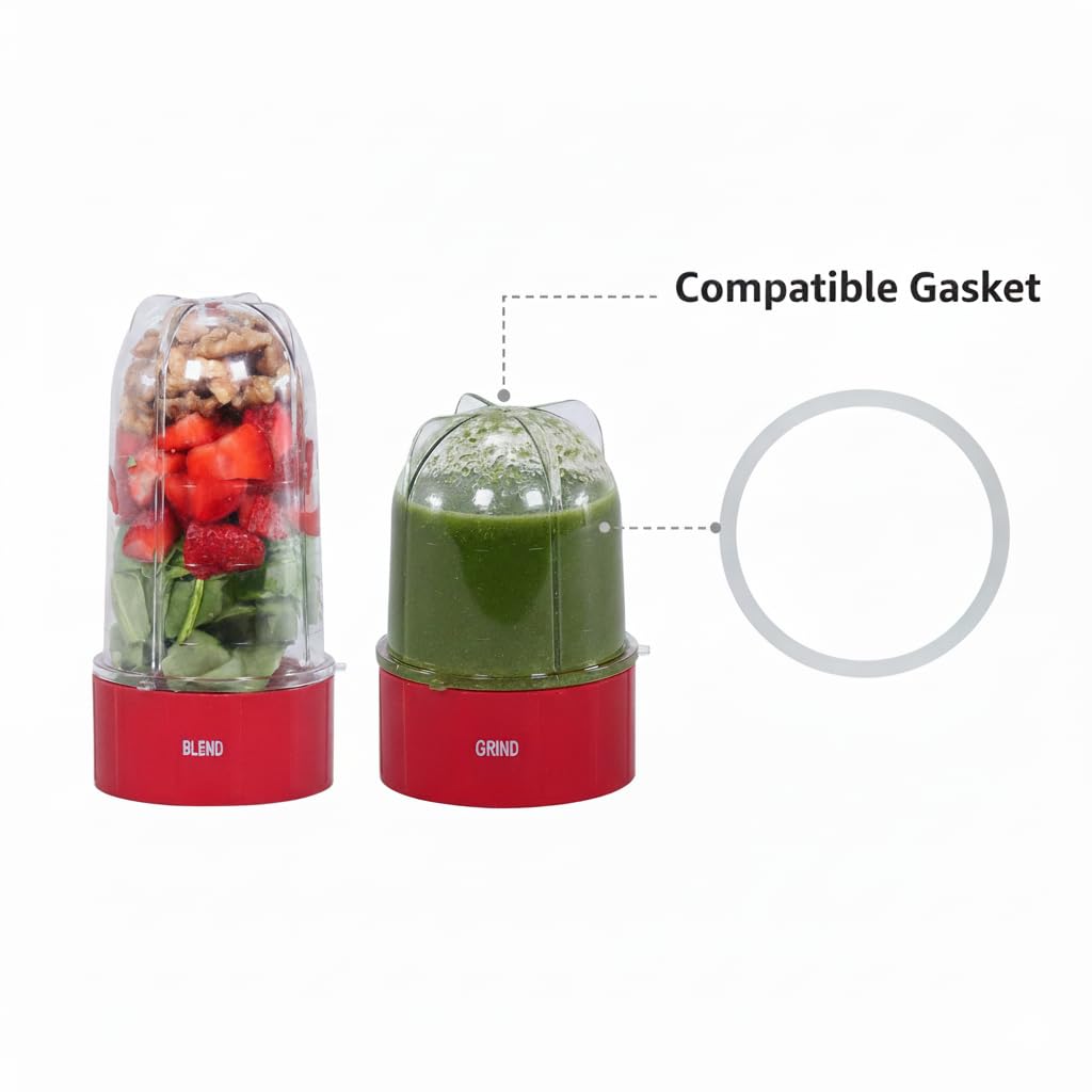 Blender Jar Base Rings Suitable for "Magic Bullet WONDERCHEF" Nutri-Blend B - Gasket Ring, 2 Units White, Silicon — Amazon image 2