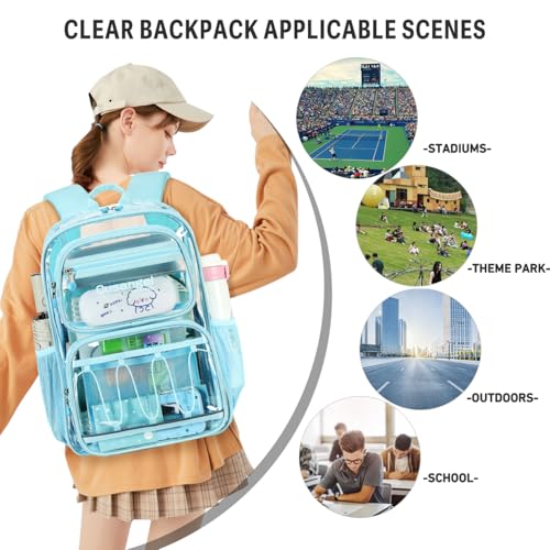 Image of Cusangel Large Clear backpack for girls Lady,16in 6Age+ TPU Plastic Bookbag