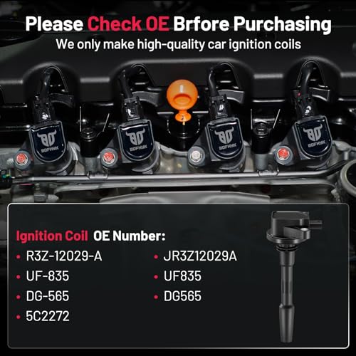 Image of BDFHYK Ignition Coil Pack UF835 Compatible with Ford F150 2018-2021 Mustang 2018-2020 5.0L V8 Ford Oem Coil Pack Coil for DG565 R3Z-12029-A JR3Z12029A UF-835 DG-565 5C2272 Set of 7