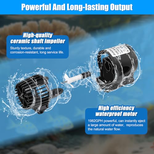 Image of DaToo 1982GPH Mini Aquarium Circulation Pump Ultra-quiet Fish Tank Wave Maker With Suction Cup 360 Degree Rotatable Aquarium Power Head Submersible Water Pump For Freshwater And Saltwater