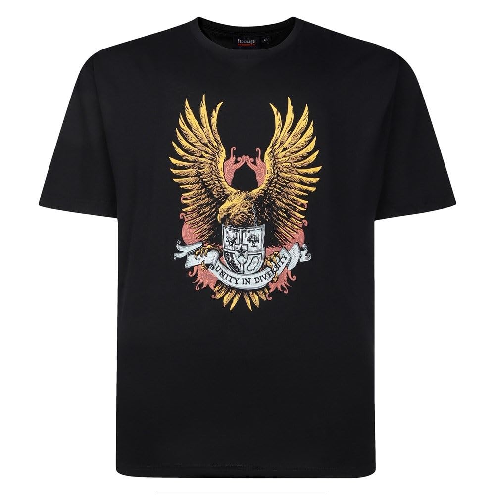 Espionage Eagle Print Tee for Men in Black, 8XL