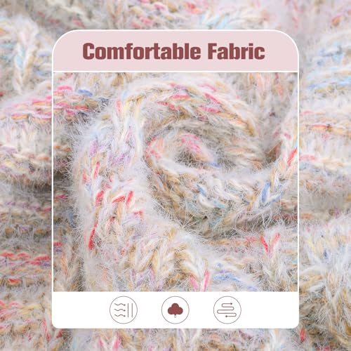 Image of BEAUTYZOO Dog Sweaters for Large Dogs, Knit Clothes with Harness Hole | Turtleneck Pullover Fall Winter Knitwear, Fuzzy Fleece Cold Weather Coat for Girl Boy Puppy, Warm Pet Sweatshirt, Beige L