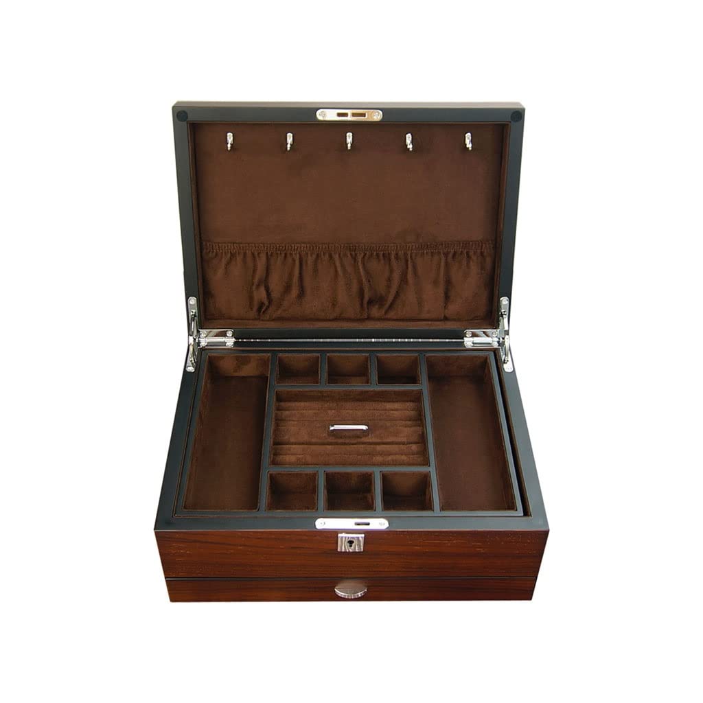 OZBMA Jewelry Box Retro Multilayer Storage Ring Earring Necklace Bracelet Watch Small Wooden 11.81 Inch Organizer