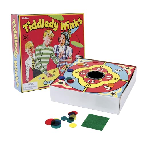 Schylling Tiddledy Winks juego clásico familiar miniatura 1