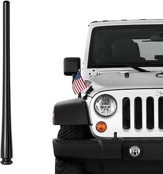 RYDONAIR 7.7 Antenna Compatible with Jeep Wrangler 2007& Jeep Gladiator 2020+ Short Antenna Replacement - US Flag Included - Stable FM/AM Signal Recption - Carwash Safe