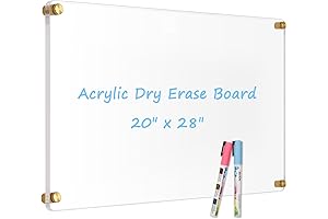 28" X 20" Acrylic Dry Erase Board, Frameless Clear White Board