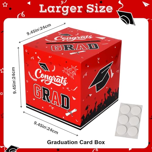 Image of 9.45Inch Large Red Black Graduation Card Box, Back to School Gifts | Ideal 2026 Grad & Back to School Gifts, Fits High School, College & Masters, Dorm Decor & Party Favors For Class of 2026