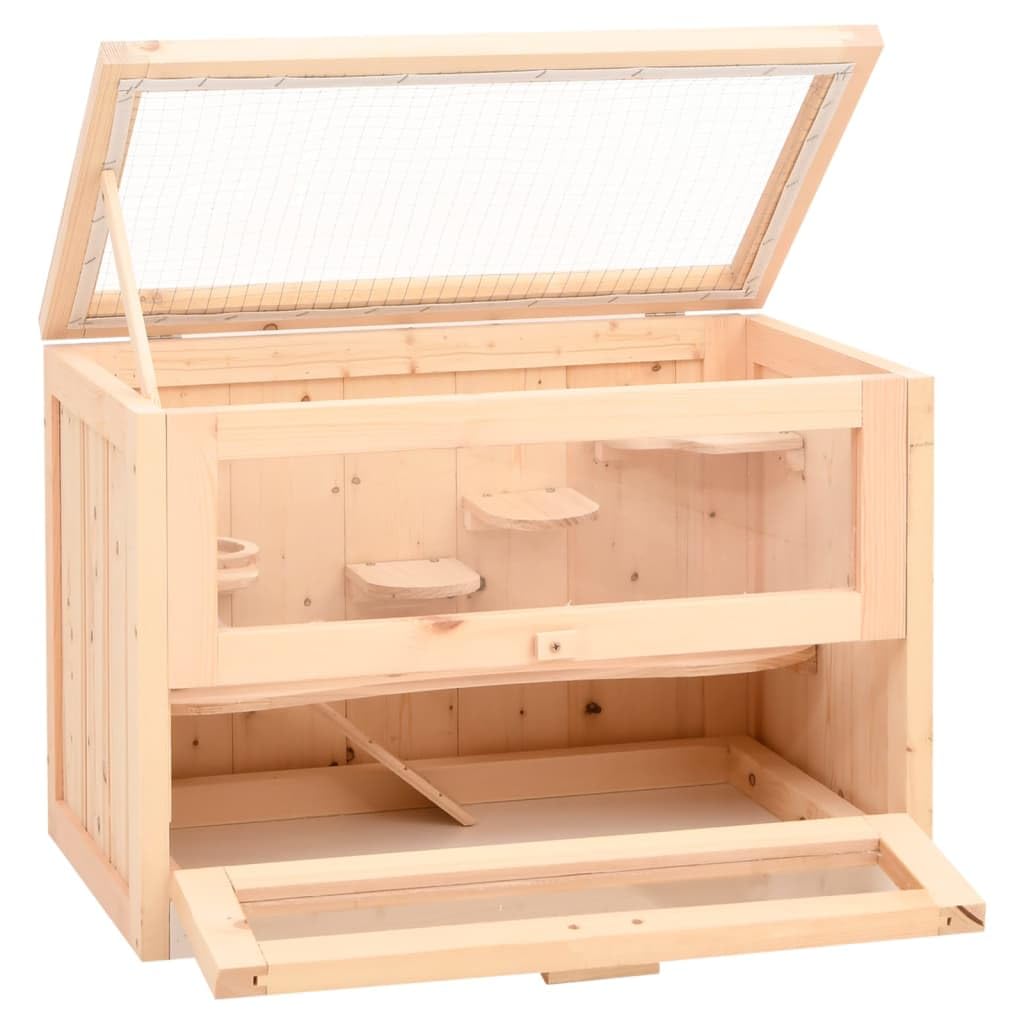 INLIFE Jaula para hámster 60 x 35,5 x 42 cm, madera maciza de abeto, 7,65 kg, 172378