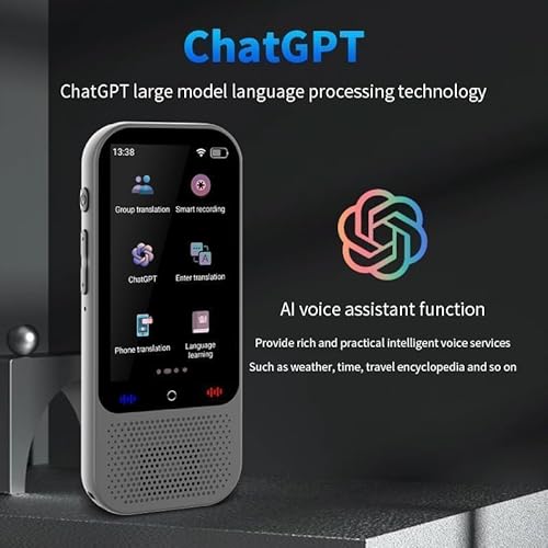 Duckdik Indiana Sprachübersetzer – KI Übersetzungsgerät ohne Internet, Sofort-Simultanübersetzer 18 Sprachen Offline, 142 Online, Bidirektionaler Übersetzer Reise Business