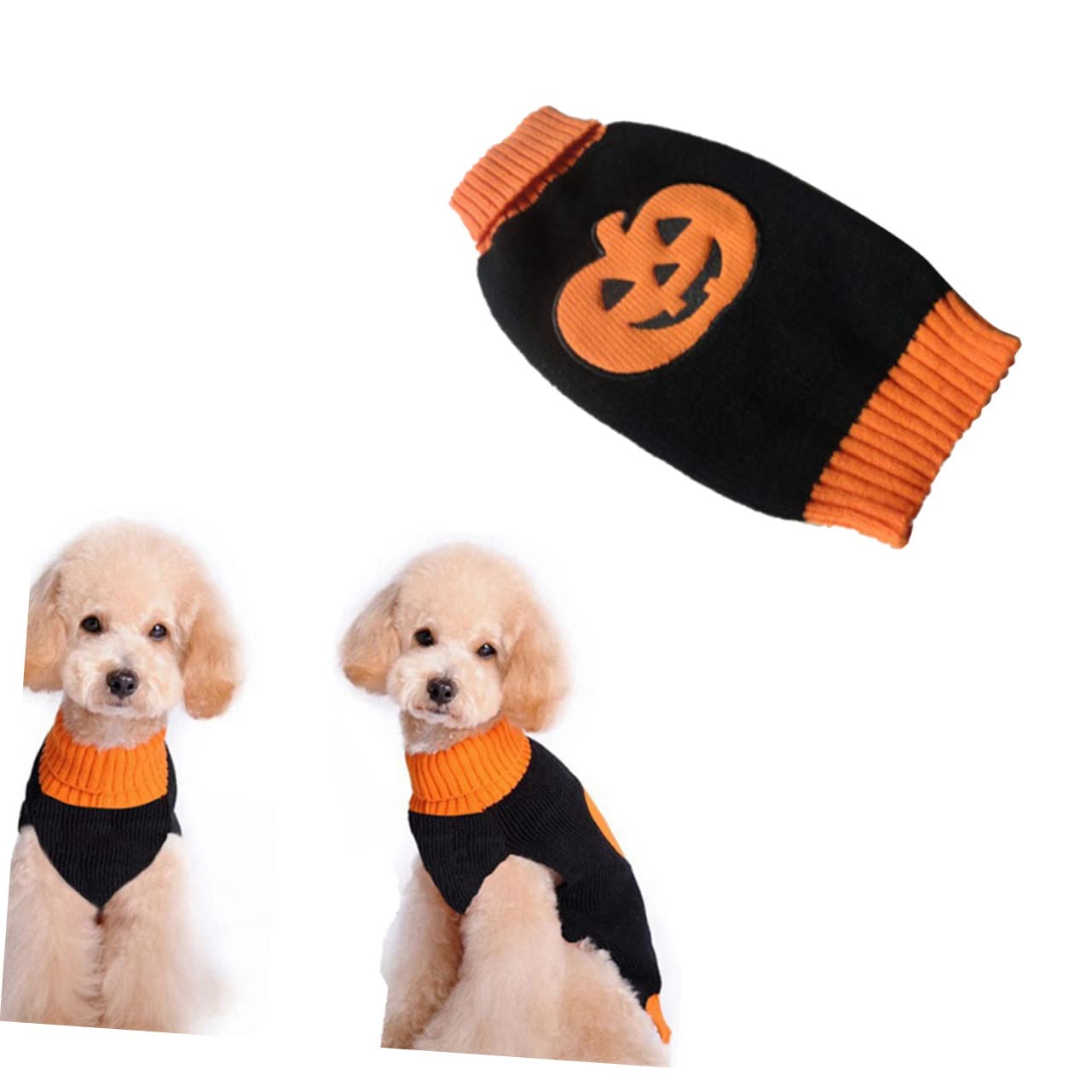 BESPORTBLE 3 Teiliger Welpenpullover Mit Kürbismuster Gestrickter Rollkragen Hundepullover Winziger Kleiner Hundehaustierpullover