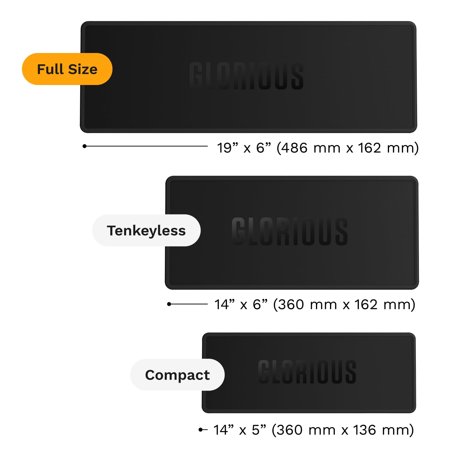 GLORIOUS Gaming - Tapis de Clavier Insonorisant - Bords Cousus, Absorbe Les Sons et Vibrations du Clavier, Lavable en Machine, Base Antidérapante, pour Claviers Pleine Taille 100% - Noir