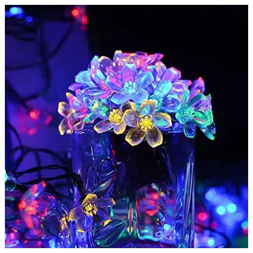 LED-blommor ljusslinga, sollampor blommor för utomhusbruk, vattentät ljusslinga batteri, solfärgglad ljusslinga utomhus, persikoblommor ljusslinga för trädgård terrass balkong gård grind hus