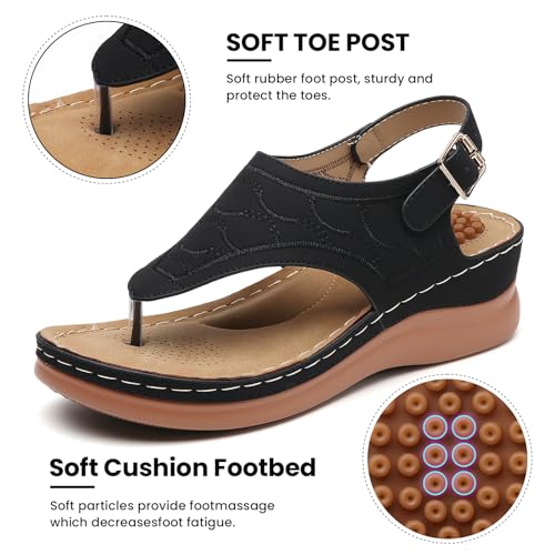 Tilocow Sandals for Women High Arch Support Flip Flops Wedge Sandals Comfortable Beach Shoes Dressy Summer Casual Sandals2