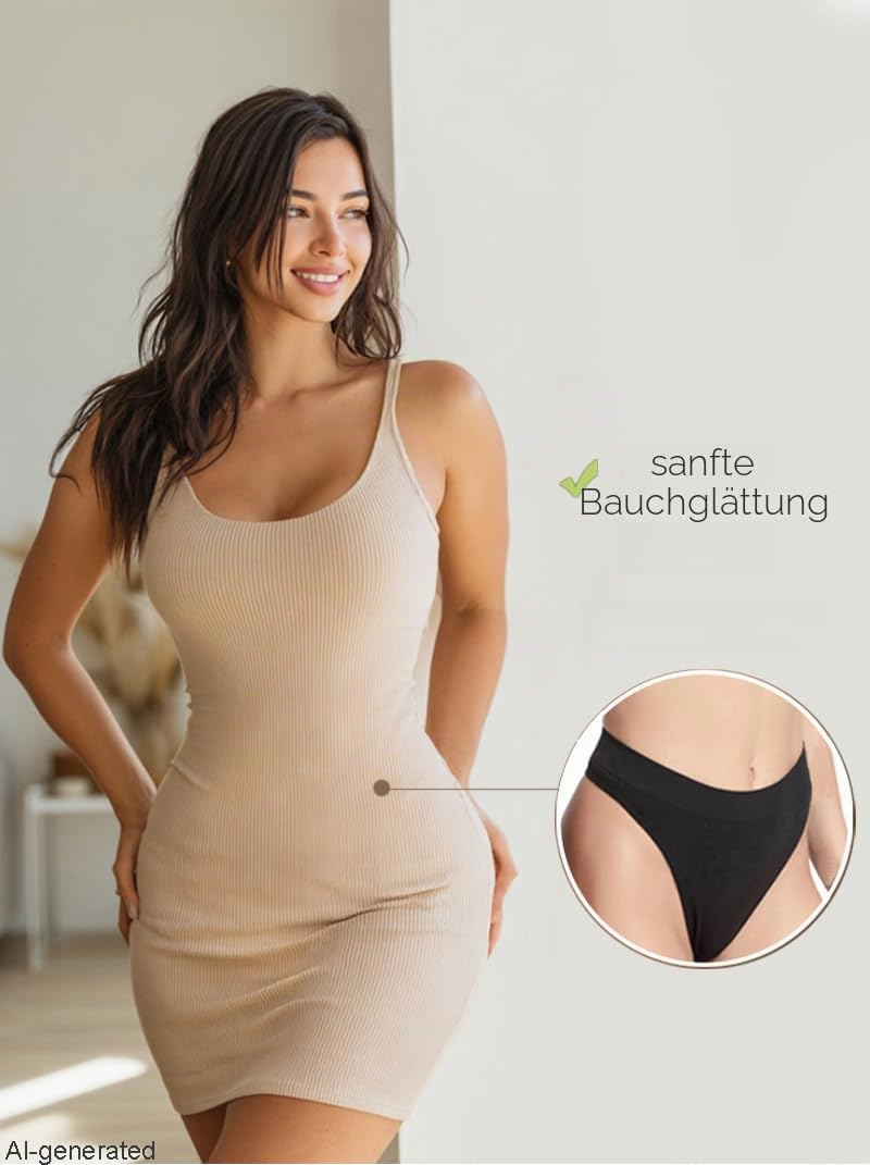 GRANKEE String Tanga Damen High Waist Bauchweg Unterwäsche - Nahtlos Sport Unsichtbar Baumwollzwickel Multipack