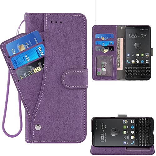 ELISORLI Étui portefeuille compatible avec BlackBerry KEY2 avec dragonne, dragonne, porte-cartes, support, coque pour clé 2 Two Keytwo pour femmes et...