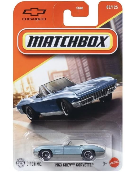 Matchbox 1963 Chevy Corvette Azul 1:64 Escala miniatura 1