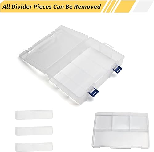 Miniatura 5 de MroMax Caja de almacenamiento de componentes PP, 9.055 x 6.299 x 2.362 in, organizador de plástico, contenedor ajustable, 8 rejillas extraíbles,