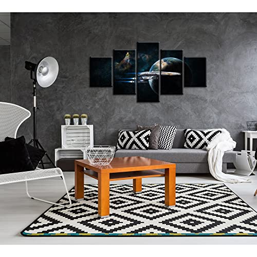 Normandy Sr-2 Canvas Wall Art Outer Space Room Art Wall Decor Planet Pictures Print Posters Paintings Framed Home Living Room Bedroom Decorations 5 Pieces Ready To Hang(60''Wx32''H) #TOP3
