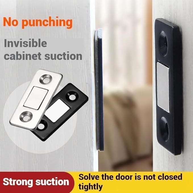 Ultra Thin Invisible Cabinet Door Magnets, Adhesive Drawer Latch Cabinet Magnetic Catch, Magnetic Door Buckle, Cabinet Door Magnets Stick On for Kitchen Closet (10)