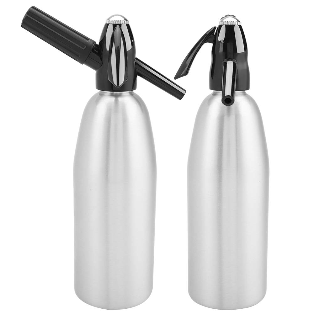 GOTOTOP - Sifón de soda de aluminio 1L, fabrica un dispensador de agua gaseosa con agua con gas y regulador de presión para jugo de bebidas, cócteles vino(plata)