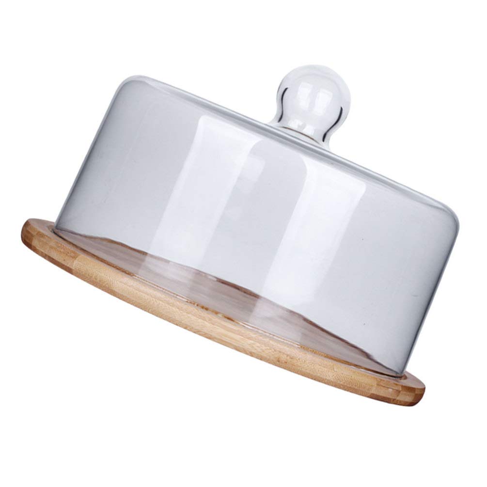 Cabilock Cloche Alimentaire En Verre Avec Plateau Rond 9.25 Pouces Couverture De GâTeau Protectrice Pour Buffet RéCeption FêTe