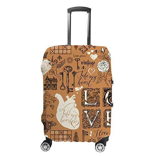Housse de protection pour valise motif cœurs roses élastique et lavable pour voyage