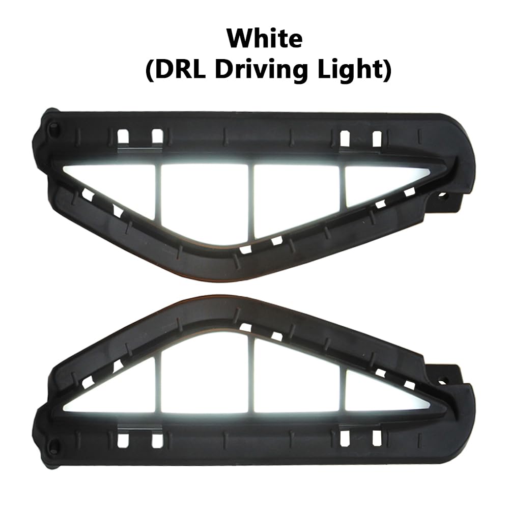 Lampade diurne del Riloer, luci da corsa Daytime a LED con luce di guida bianca + segnale di svolta dinamico giallo, lampada di segnale di svolta del paraurti LED con 2 modalità luminose