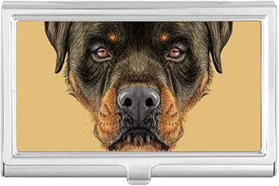 Black Ferocious Rottweiler Dog Pet Animal Business Card Holder Case Pocket Box Wallet
