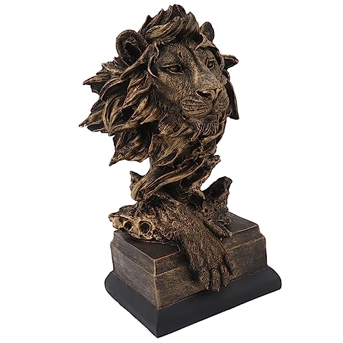 Sculpture de tête de lion en résine 30 cm statue décorative salon et bureau