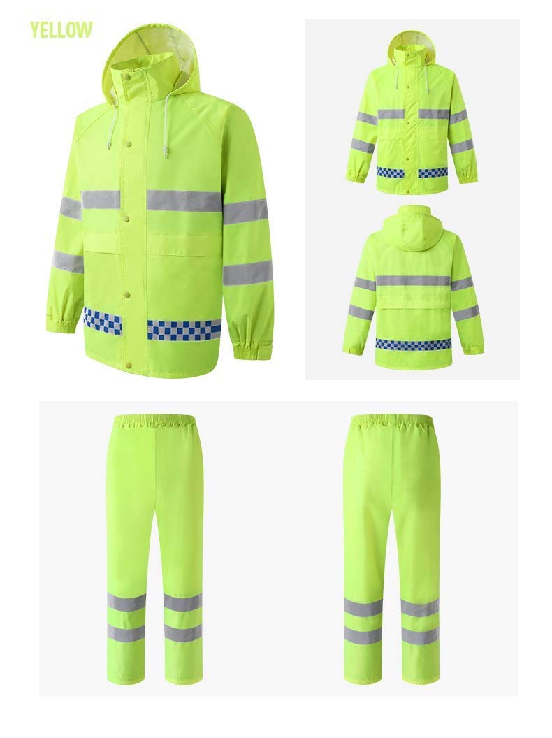 Dorosły odblaskowy płaszcz przeciwdeszczowy - męski płaszcz i spodnie zestaw Moto&Biker płaszcz przeciwdeszczowy wodoodporny/wiatroszczelny Oxford Po,Płaszcz przeciwdeszczowy(Navy Blue,M)