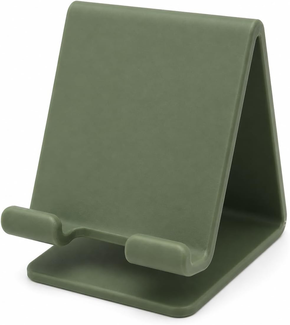 3D Printed PLA Phone Stand with Charging Access, Desktop Holder (Olive Green)
