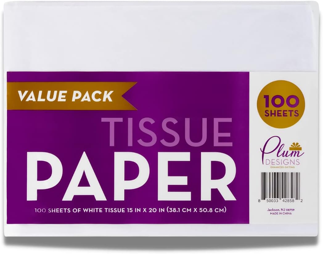 White Tissue Paper for Gift Bags – 100 Sheets Mothers Day Wrapping Paper for Packaging and Crafts – Premium 15 x 20 Inch Tissue Pack for Shipping, Gifts, or Decorations