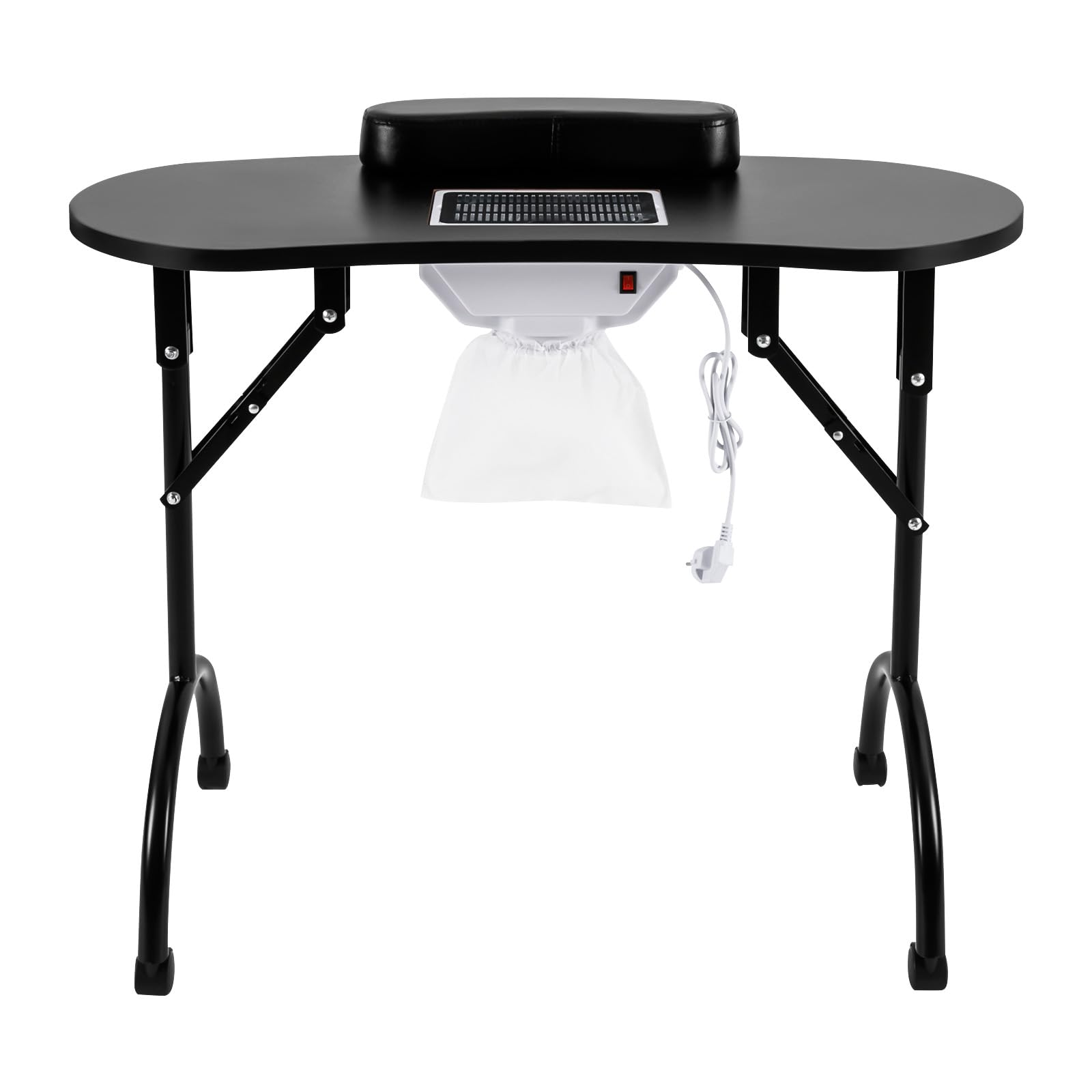 Tavolo Unghie Multifunzionale Nero Con Ventilatore Integrato, Stazione Manicure Professionale Con Regolazione In Altezza E Cassetti Per Salone E Uso Domestico