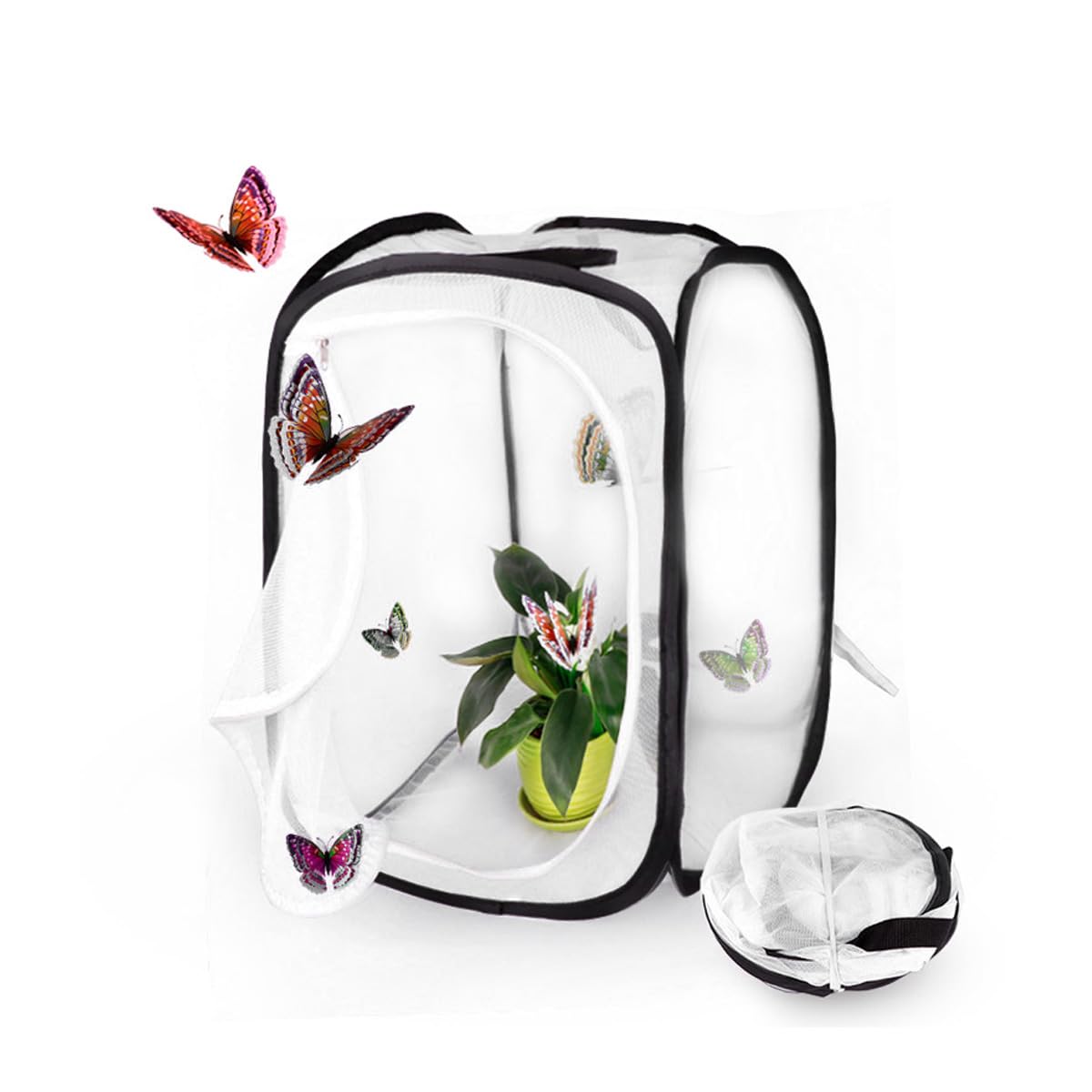 Ubric Jaula de cría de mariposas plegable para jardín, hábitat ventilado para insectos, 40 x 40 x 60 cm
