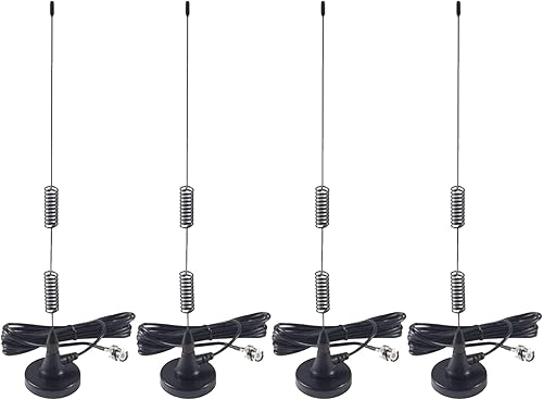 Antena de escáner de policía de 4 piezas - 20-1300MHz HF VHF UHF Radio Jamón BNC Antena macho para Radio Shack Policía Radio Escáner