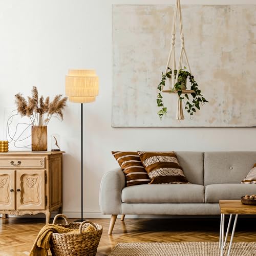 Lámpara de pie de rafia BRILONER E27 de 165 cm de altura estilo boho 4