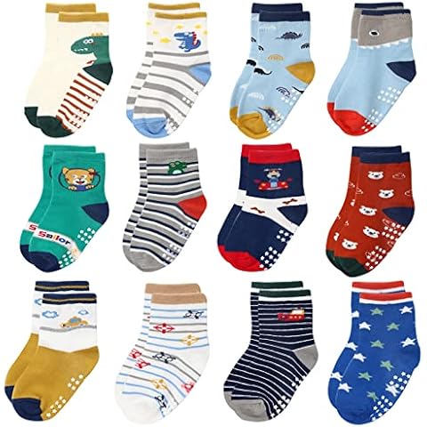 Yafane 12 Pares de Calcetines Antideslizantes para Niños Pequeños Cover